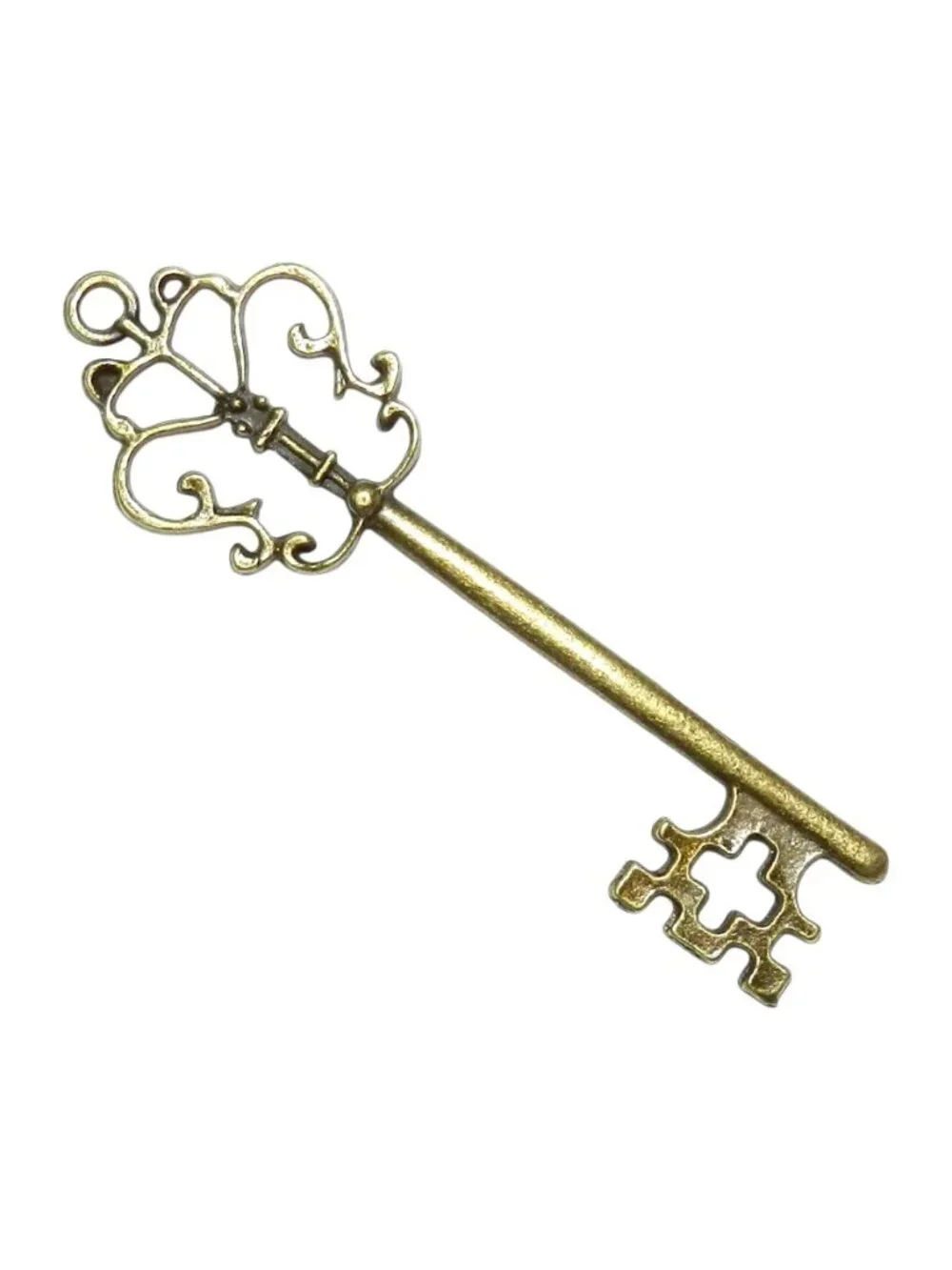 M931 Antiqued Bronze 58mm Key Metal Pendant Charm Drop 2pc